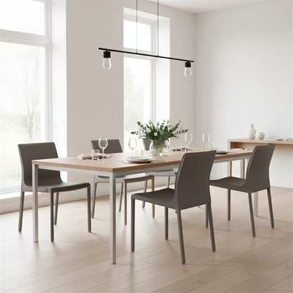 Contemporary Scandinavian Rectangular Carbon Steel Saddle Leather Sponge Dining Chair Backrest Armless For Dining Room