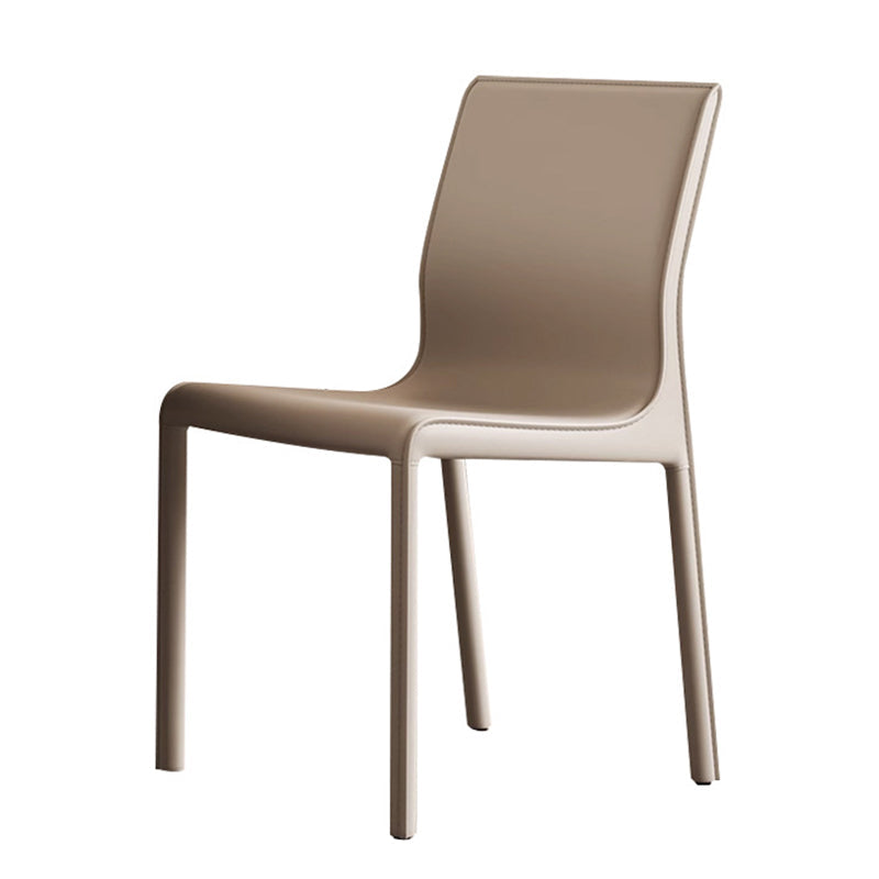 Contemporary Scandinavian Rectangular Carbon Steel Saddle Leather Sponge Dining Chair Backrest Armless For Dining Room