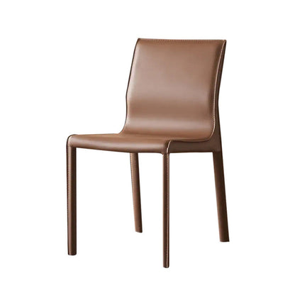 Contemporary Scandinavian Rectangular Carbon Steel Saddle Leather Sponge Dining Chair Backrest Armless For Dining Room