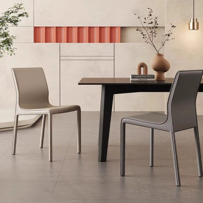 Contemporary Scandinavian Rectangular Carbon Steel Saddle Leather Sponge Dining Chair Backrest Armless For Dining Room