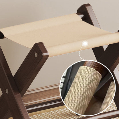 Modern Minimalist X-Shaped Nan Bamboo MDF Oxford Fabric Folding Chair Backless Armless For Garden