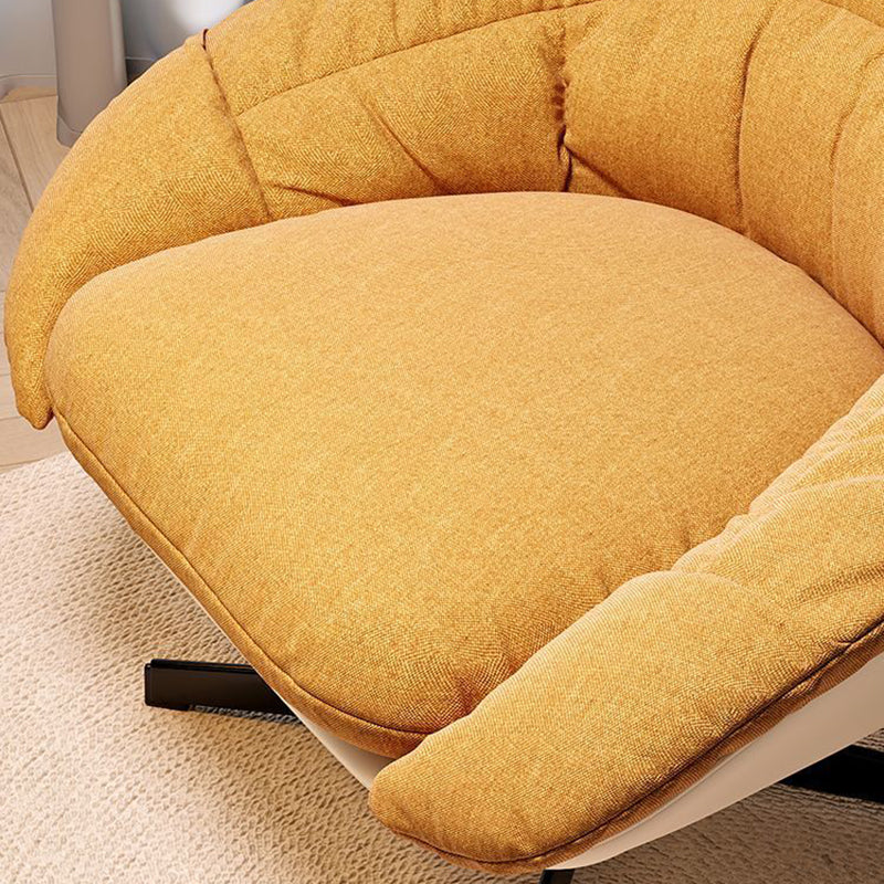 Contemporary Scandinavian Liftable Fan-Shaped Iron PU Leather Rice Grain Fleece Sponge Plush Cotton Detachable Accent Chair Backrest Armless For Living Room