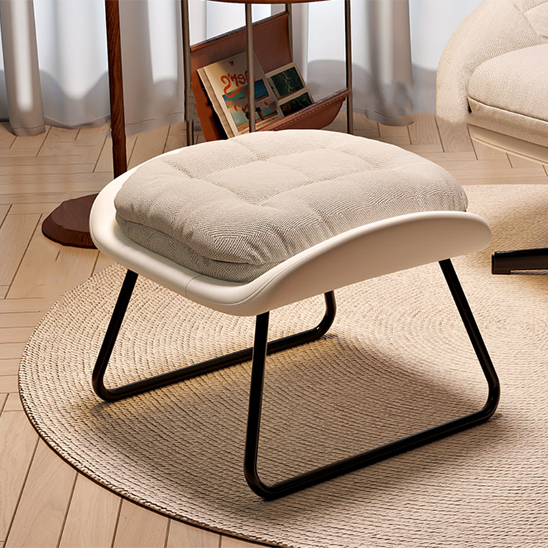 Contemporary Scandinavian Liftable Fan-Shaped Iron PU Leather Rice Grain Fleece Sponge Plush Cotton Detachable Accent Chair Backrest Armless For Living Room