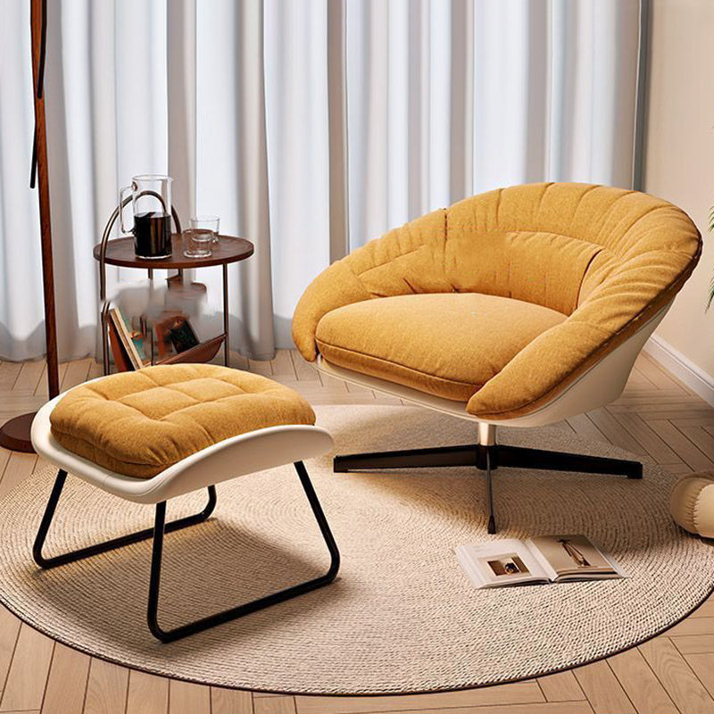 Contemporary Scandinavian Liftable Fan-Shaped Iron PU Leather Rice Grain Fleece Sponge Plush Cotton Detachable Accent Chair Backrest Armless For Living Room