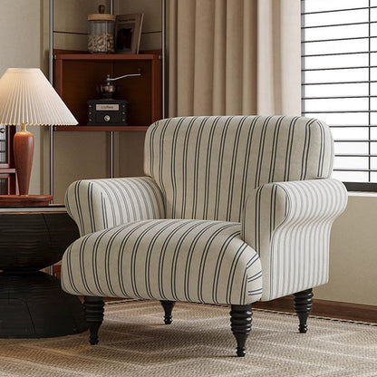 Contemporary Scandinavian Rectangular Solid Wood Jacquard Fabric Sponge Accent Chair Backrest Armrest For Living Room