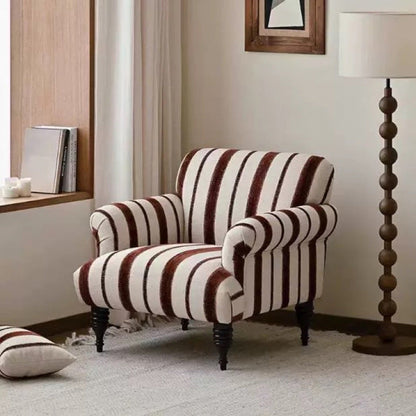 Contemporary Scandinavian Rectangular Solid Wood Jacquard Fabric Sponge Accent Chair Backrest Armrest For Living Room
