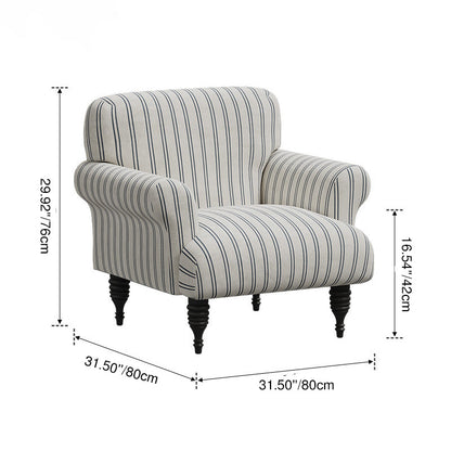 Contemporary Scandinavian Rectangular Solid Wood Jacquard Fabric Sponge Accent Chair Backrest Armrest For Living Room