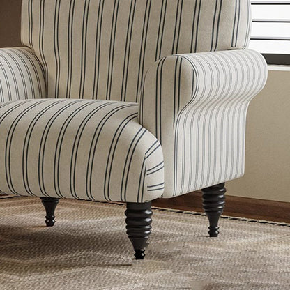 Contemporary Scandinavian Rectangular Solid Wood Jacquard Fabric Sponge Accent Chair Backrest Armrest For Living Room
