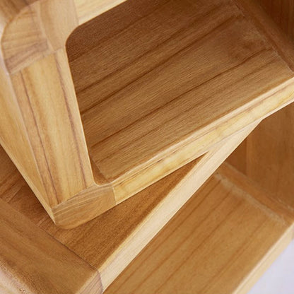 Traditional Farmhouse Solid Paulownia Wood Square Cat Bed 1-Tier For Living Room & Bedroom