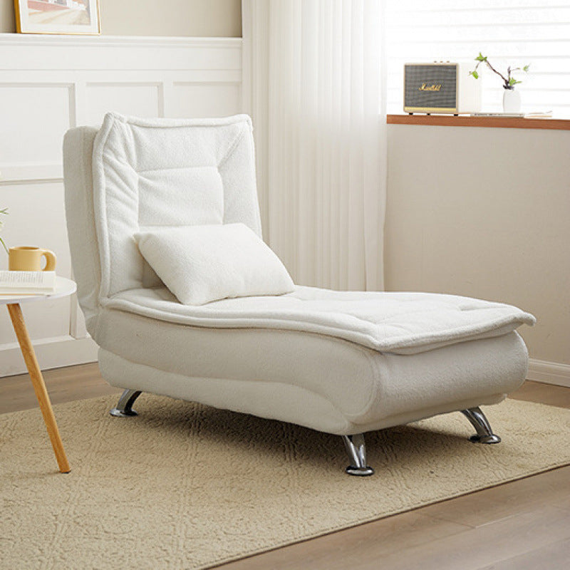 Contemporary Luxury Long Strip Solid Wood Tech Sherpa Fabric Sponge Recliner Adjustable Backrest Armless For Living Room & Bedroom