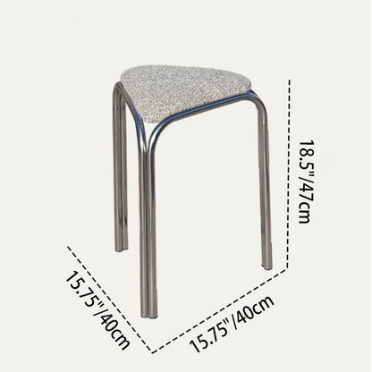 Contemporary Creative Flannelette Stainless Steel Stackable Triangle Low Stool Backless Armless For Living Room