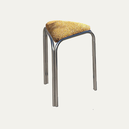 Contemporary Creative Flannelette Stainless Steel Stackable Triangle Low Stool Backless Armless For Living Room