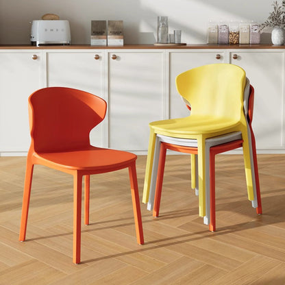 Modern Minimalist Geometric PP Plastic Stackable Dining Chair Backrest Armless For Dining Room