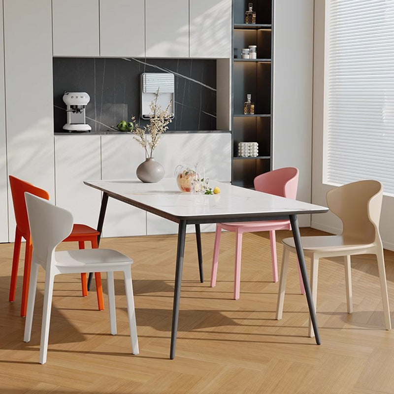 Modern Minimalist Geometric PP Plastic Stackable Dining Chair Backrest Armless For Dining Room