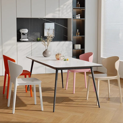 Modern Minimalist Geometric PP Plastic Stackable Dining Chair Backrest Armless For Dining Room