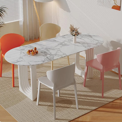 Modern Minimalist Geometric PP Plastic Stackable Dining Chair Backrest Armless For Dining Room