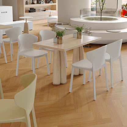 Modern Minimalist Geometric PP Plastic Stackable Dining Chair Backrest Armless For Dining Room