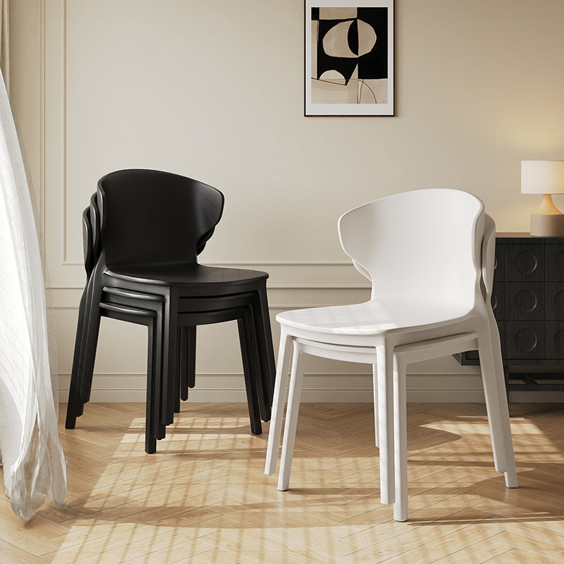 Modern Minimalist Geometric PP Plastic Stackable Dining Chair Backrest Armless For Dining Room