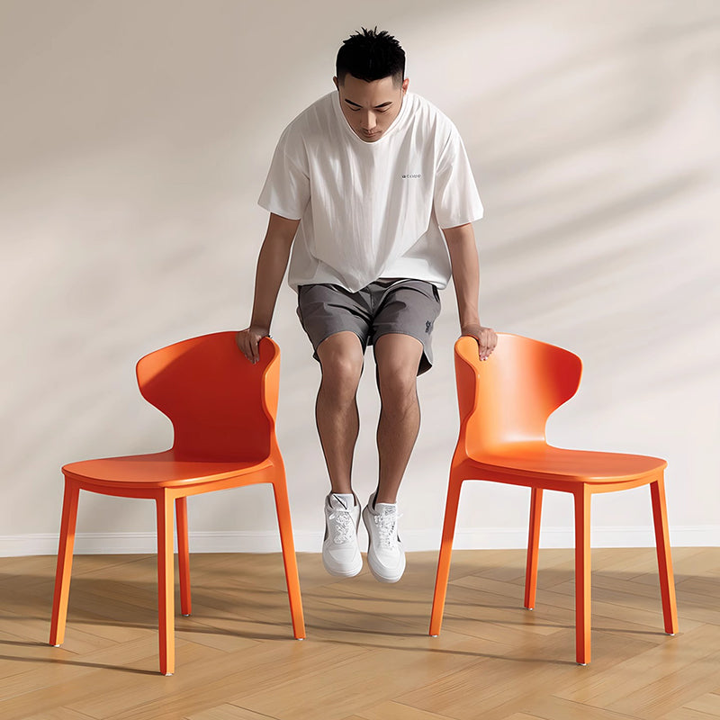 Modern Minimalist Geometric PP Plastic Stackable Dining Chair Backrest Armless For Dining Room