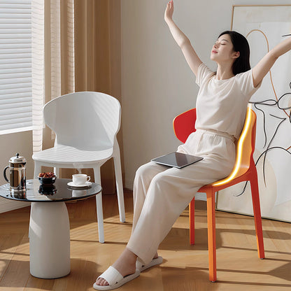 Modern Minimalist Geometric PP Plastic Stackable Dining Chair Backrest Armless For Dining Room