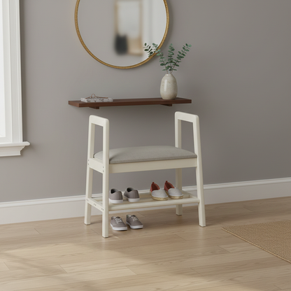 Contemporary Industrial Trapezoidal Rubberwood Synthetic Fabric Sponge Shoe Bench Backless Armrest For Hallway