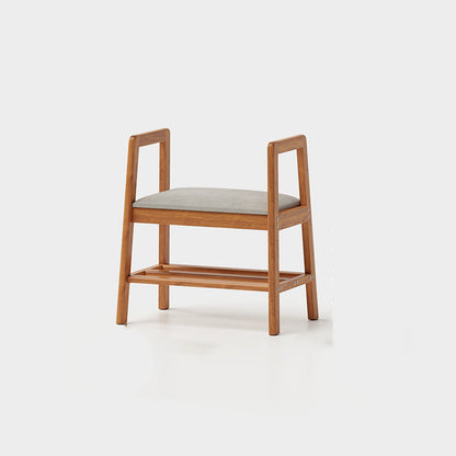 Contemporary Industrial Trapezoidal Rubberwood Synthetic Fabric Sponge Shoe Bench Backless Armrest For Hallway