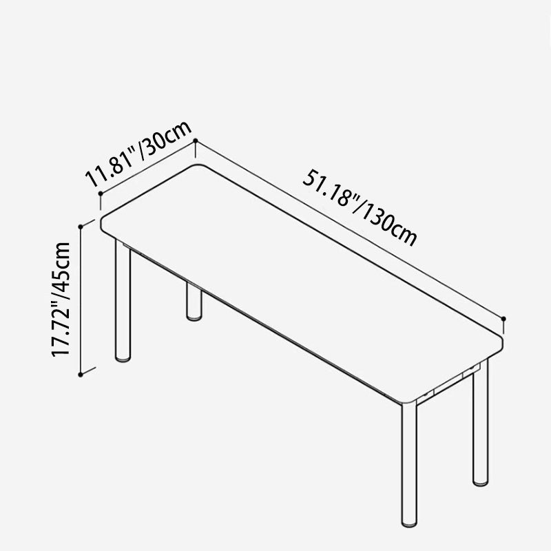 Traditional Vintage Rectangular Rubberwood Stainless Steel Bench Backless Armless For Hallway & Entryway