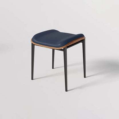 Contemporary Scandinavian Rectangular Cat Scratching Leather Microfiber Leather Carbon Steel Dining Chair Backless Armless For Dining Room