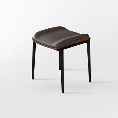 Contemporary Scandinavian Rectangular Cat Scratching Leather Microfiber Leather Carbon Steel Dining Chair Backless Armless For Dining Room