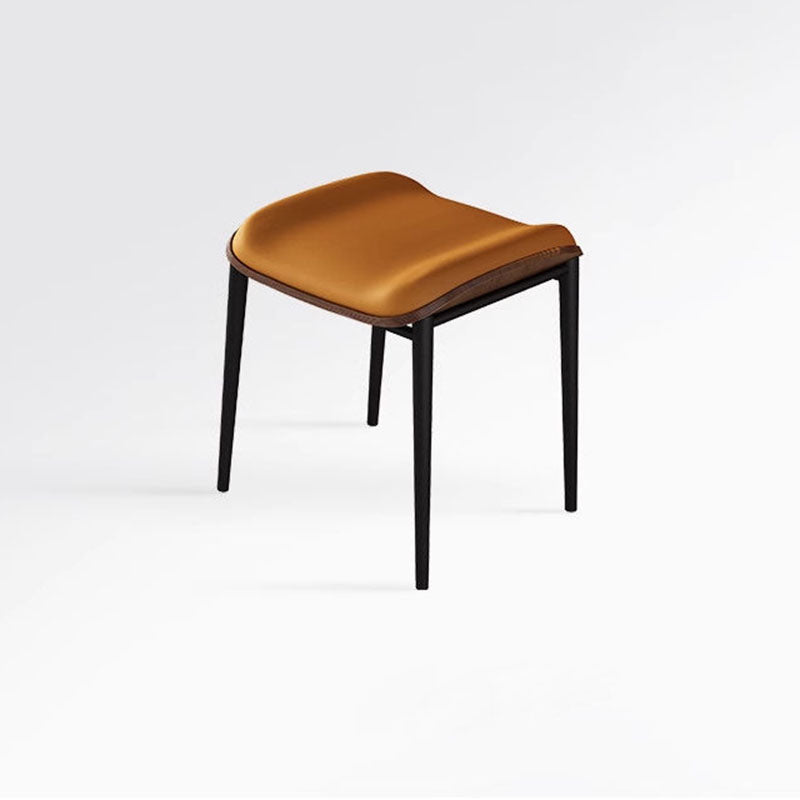 Contemporary Scandinavian Rectangular Cat Scratching Leather Microfiber Leather Carbon Steel Dining Chair Backless Armless For Dining Room