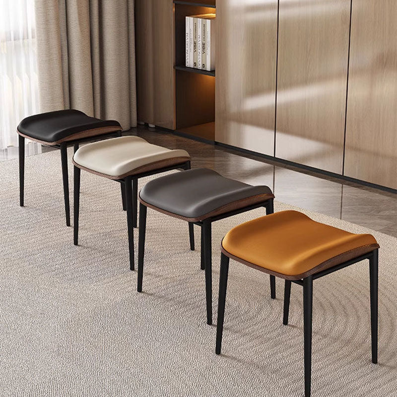 Contemporary Scandinavian Rectangular Cat Scratching Leather Microfiber Leather Carbon Steel Dining Chair Backless Armless For Dining Room