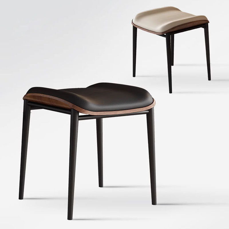 Contemporary Scandinavian Rectangular Cat Scratching Leather Microfiber Leather Carbon Steel Dining Chair Backless Armless For Dining Room