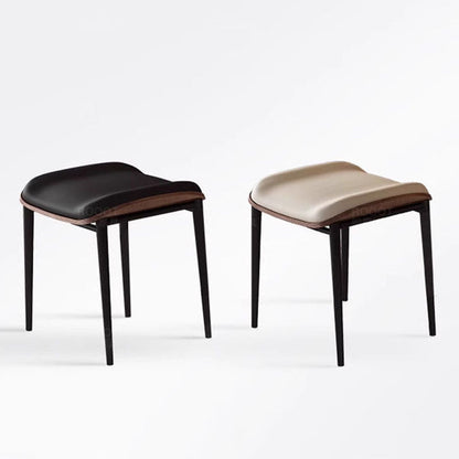 Contemporary Scandinavian Rectangular Cat Scratching Leather Microfiber Leather Carbon Steel Dining Chair Backless Armless For Dining Room