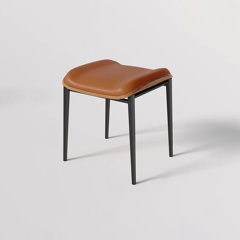Contemporary Scandinavian Rectangular Cat Scratching Leather Microfiber Leather Carbon Steel Dining Chair Backless Armless For Dining Room