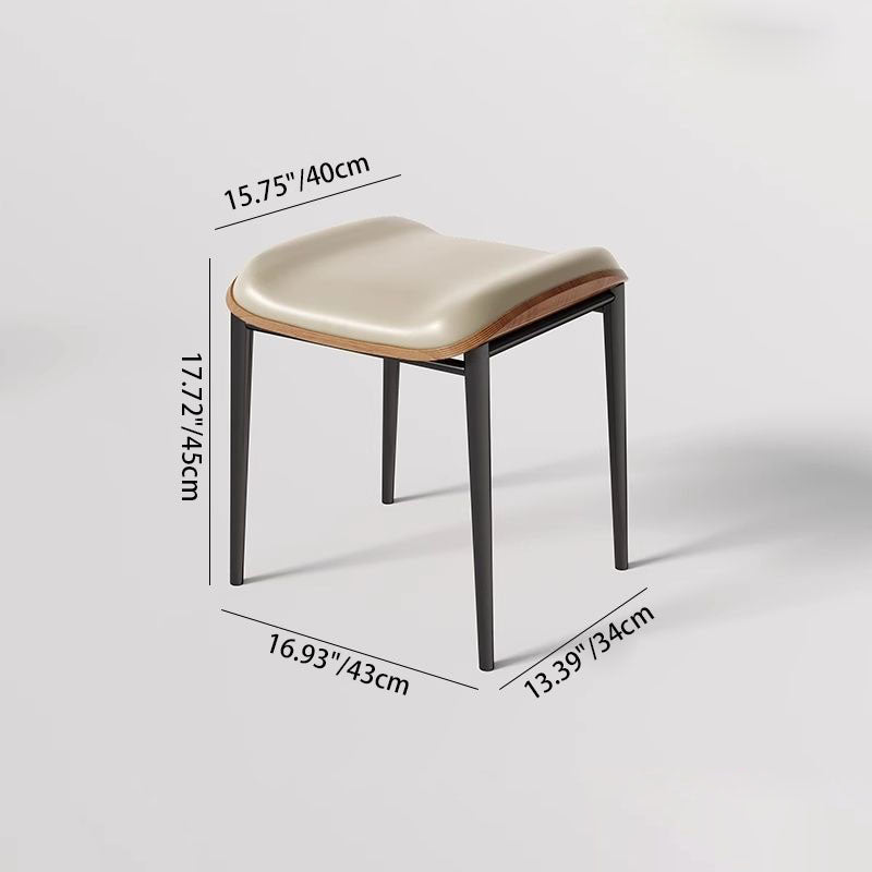 Contemporary Scandinavian Rectangular Cat Scratching Leather Microfiber Leather Carbon Steel Dining Chair Backless Armless For Dining Room