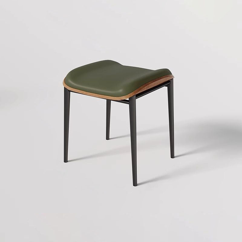Contemporary Scandinavian Rectangular Cat Scratching Leather Microfiber Leather Carbon Steel Dining Chair Backless Armless For Dining Room