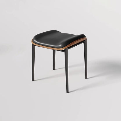 Contemporary Scandinavian Rectangular Cat Scratching Leather Microfiber Leather Carbon Steel Dining Chair Backless Armless For Dining Room