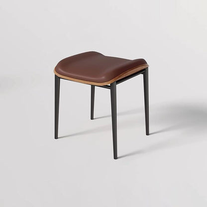 Contemporary Scandinavian Rectangular Cat Scratching Leather Microfiber Leather Carbon Steel Dining Chair Backless Armless For Dining Room