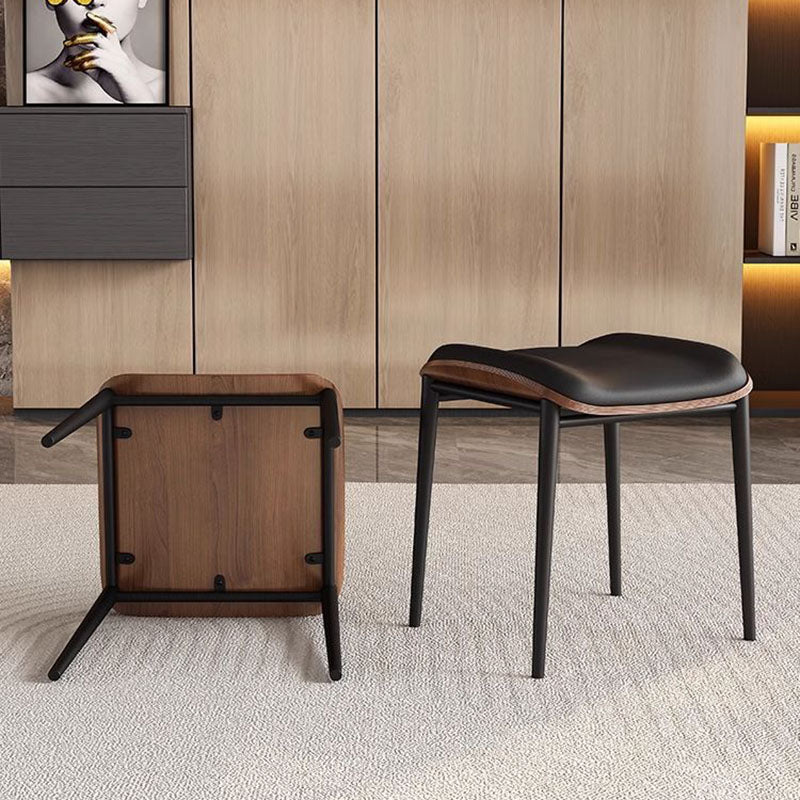 Contemporary Scandinavian Rectangular Cat Scratching Leather Microfiber Leather Carbon Steel Dining Chair Backless Armless For Dining Room