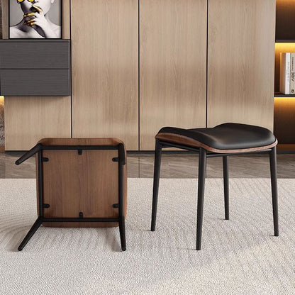 Contemporary Scandinavian Rectangular Cat Scratching Leather Microfiber Leather Carbon Steel Dining Chair Backless Armless For Dining Room