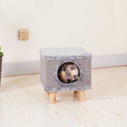 Modern Minimalist Cylindrical & Square Particleboard Flannelette Wood Pet-Human Shared Low Stool Backrest Armless For Living Room