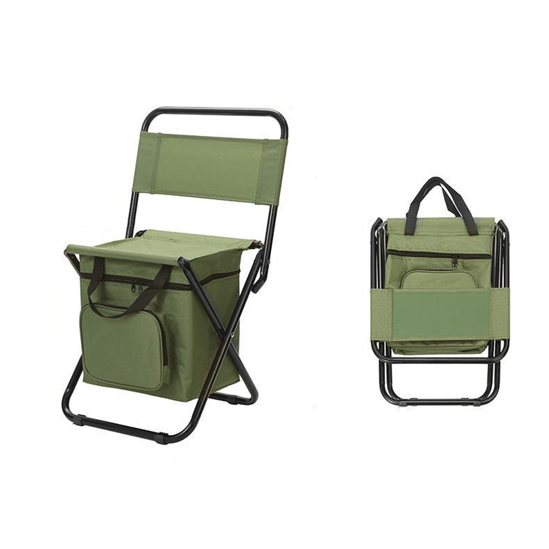 Contemporary Industrial Rectangular Oxford Fabric Steel Pipe Foldable Camping Chair Backrest Armless For Garden & Outdoor Patio