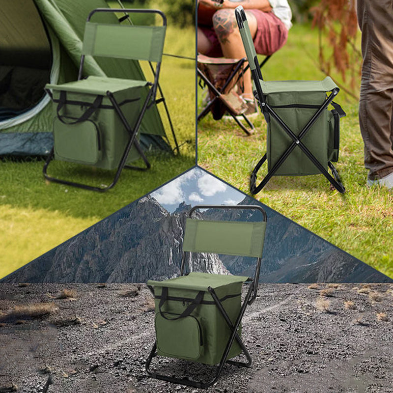 Contemporary Industrial Rectangular Oxford Fabric Steel Pipe Foldable Camping Chair Backrest Armless For Garden & Outdoor Patio