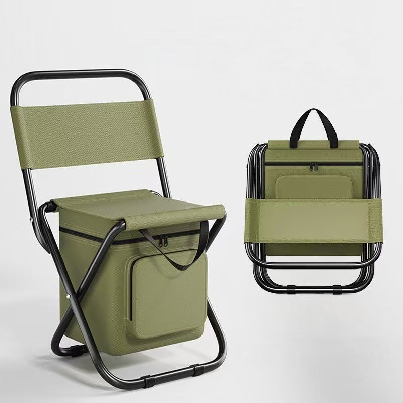 Contemporary Industrial Rectangular Oxford Fabric Steel Pipe Foldable Camping Chair Backrest Armless For Garden & Outdoor Patio