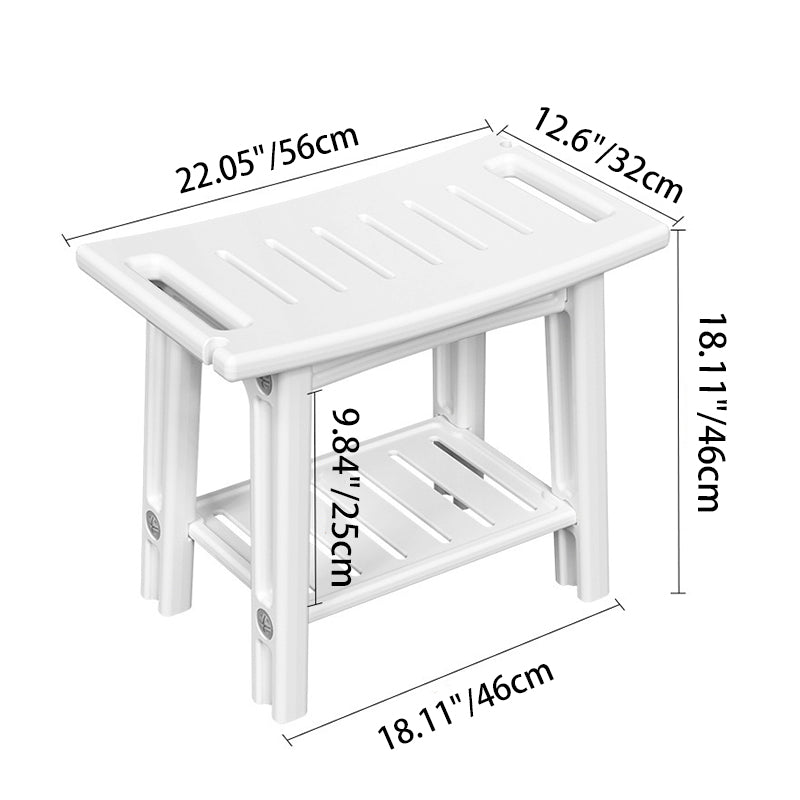 Modern Minimalist Curved Rectangular HDPE Plastic Waterproof Low Stool Backless Armless For Bathroom