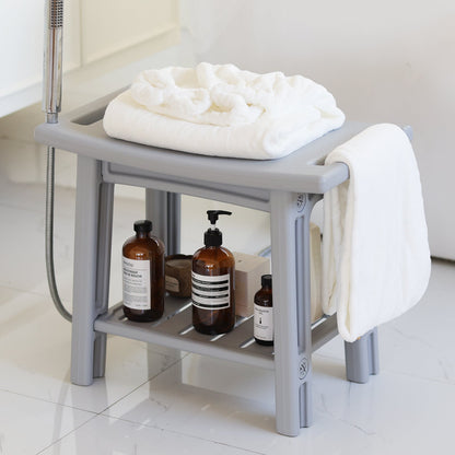 Modern Minimalist Curved Rectangular HDPE Plastic Waterproof Low Stool Backless Armless For Bathroom