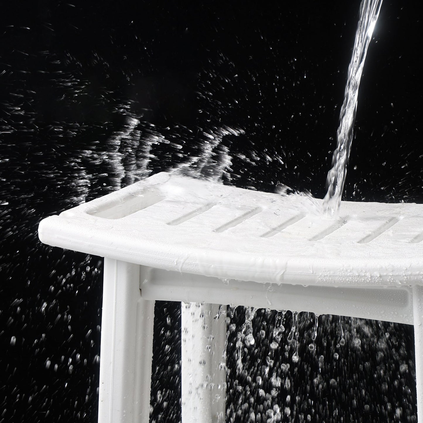 Modern Minimalist Curved Rectangular HDPE Plastic Waterproof Low Stool Backless Armless For Bathroom
