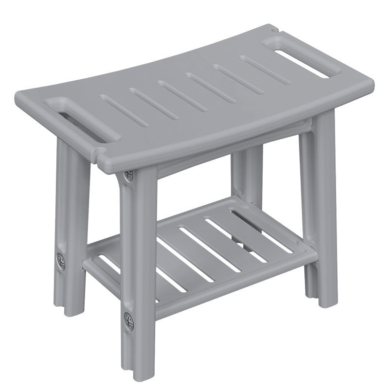 Modern Minimalist Curved Rectangular HDPE Plastic Waterproof Low Stool Backless Armless For Bathroom