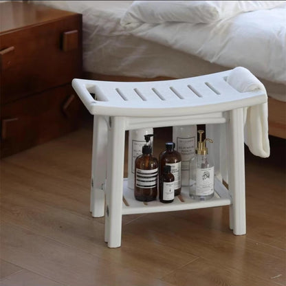 Modern Minimalist Curved Rectangular HDPE Plastic Waterproof Low Stool Backless Armless For Bathroom