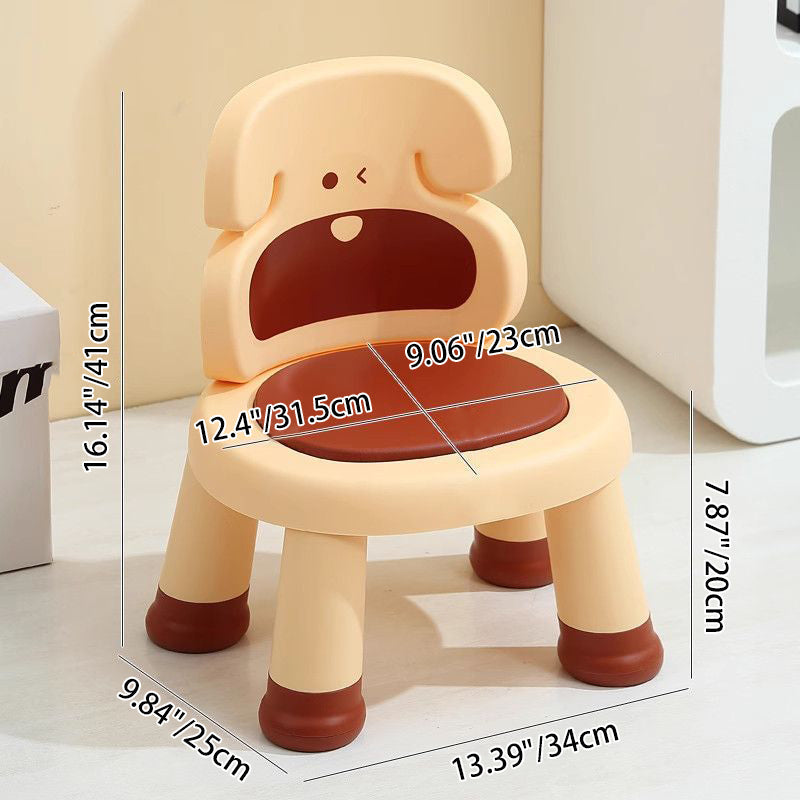 Modern Art Deco Cartoon Dog-Shaped PP Plastic Kids Low Stool Backrest Armless For Living Room